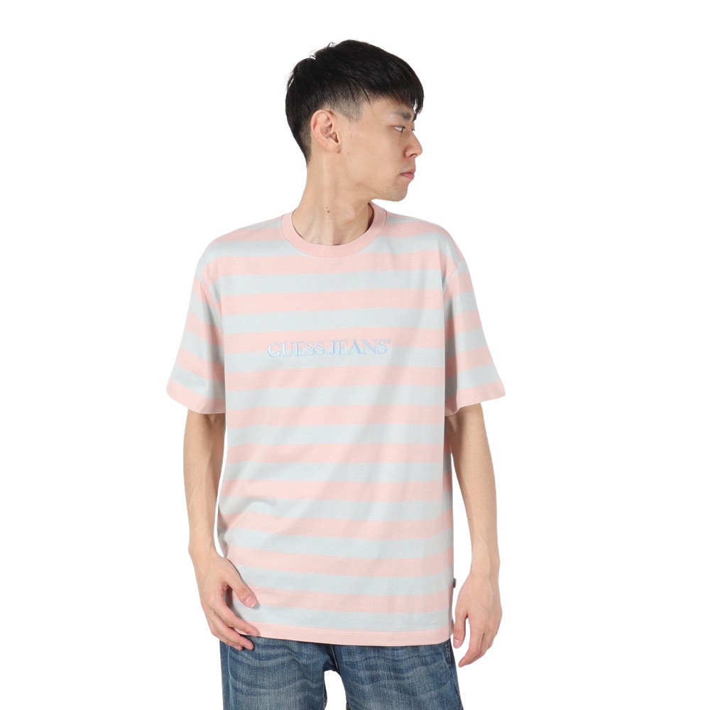 ゲス（GUESS）（メンズ）GUESS JEANS SS レギュラー ストライプ 半袖Tシャツ M4YI84K9XF1 S76Q