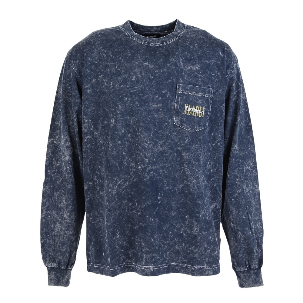 エクストララージ（XLARGE）（メンズ）ケミカルウォッシュ オーバーラップ ロゴ 長袖 ポケットTシャツ 101253011019-NAVY