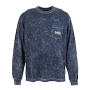 (メンズ)ケミカルウォッシュ オーバーラップ ロゴ 長袖 ポケットTシャツ 101253011019-NAVY
