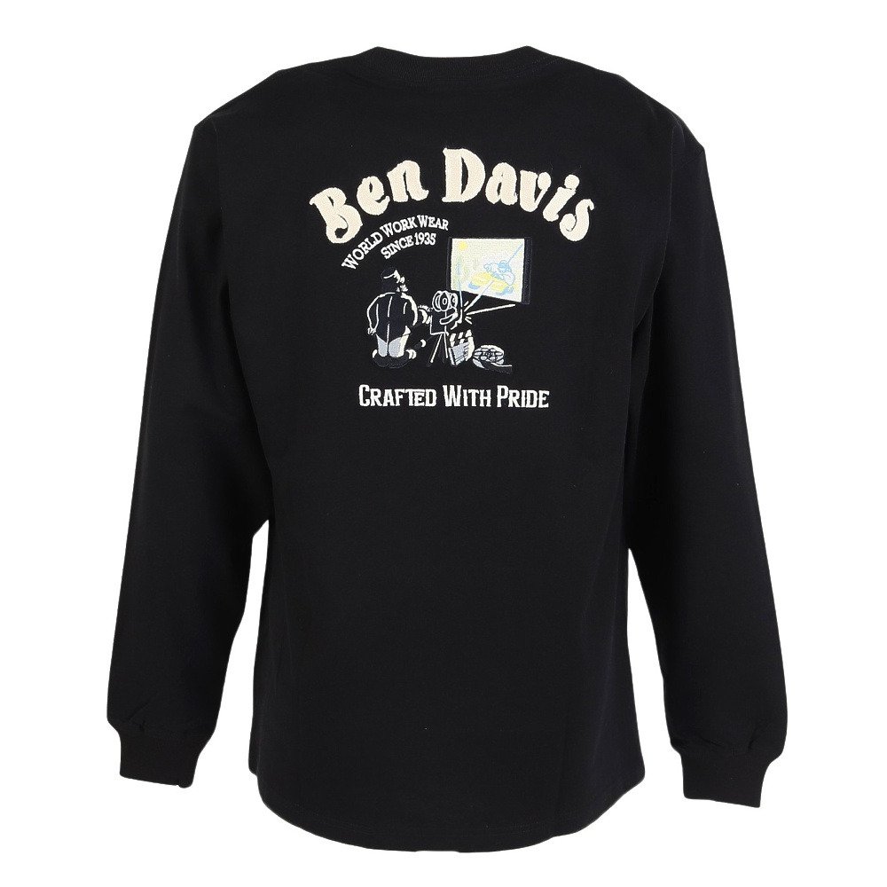 ベンデイビス（BEN DAVIS）（メンズ）刺繍 長袖Tシャツ 25780027-BLK