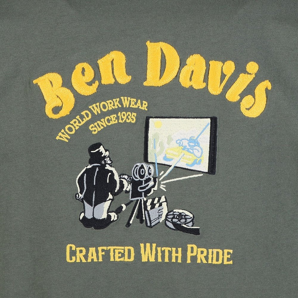 ベンデイビス（BEN DAVIS）（メンズ）刺繍 長袖Tシャツ 25780027-GRN