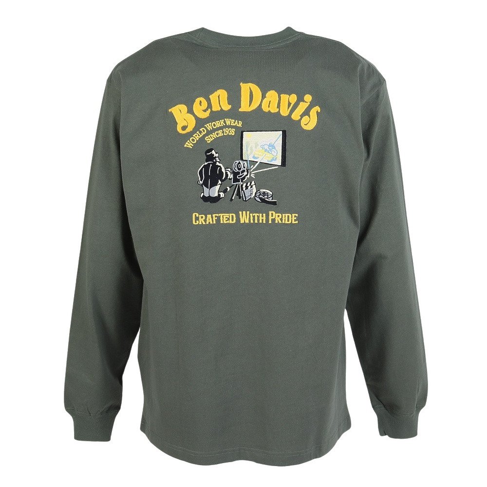 ベンデイビス（BEN DAVIS）（メンズ）刺繍 長袖Tシャツ 25780027-GRN