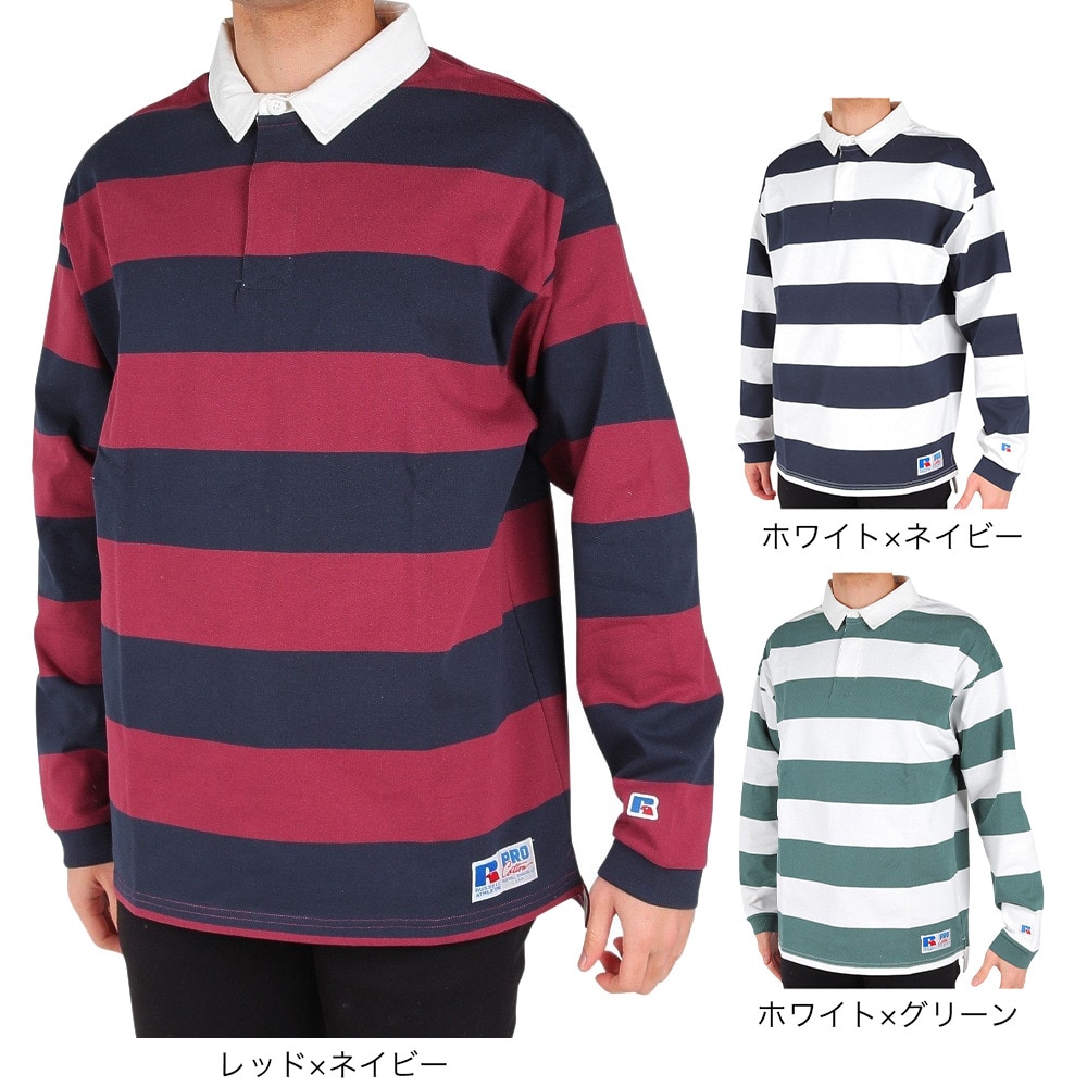 ラッセル（RUSSELL）（メンズ）ProCO 長袖ラガーポロシャツ RBM24ES0005 WHGR