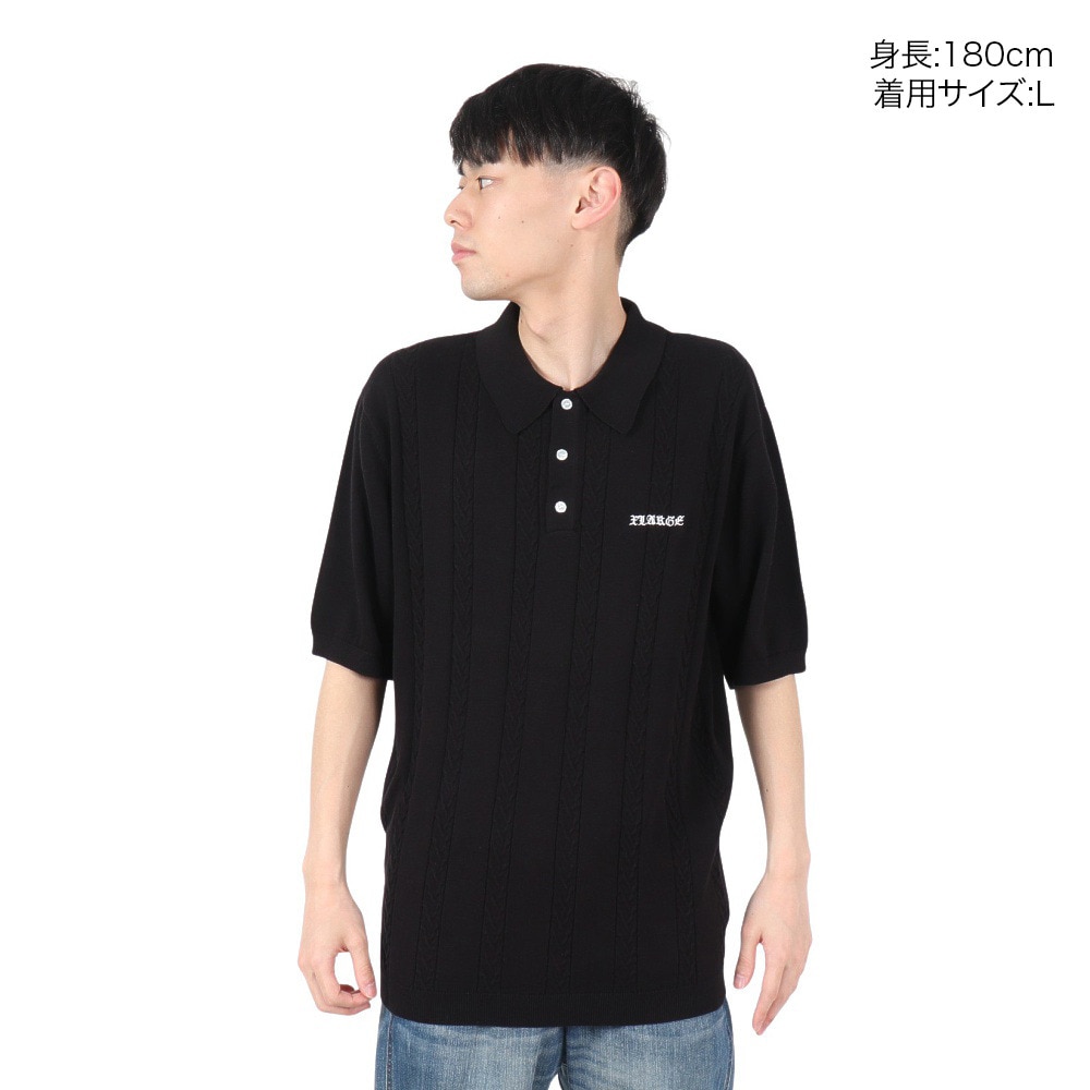 エクストララージ（XLARGE）（メンズ）エンブロイダードロゴ ニットポロシャツ 101242013010-BLACK