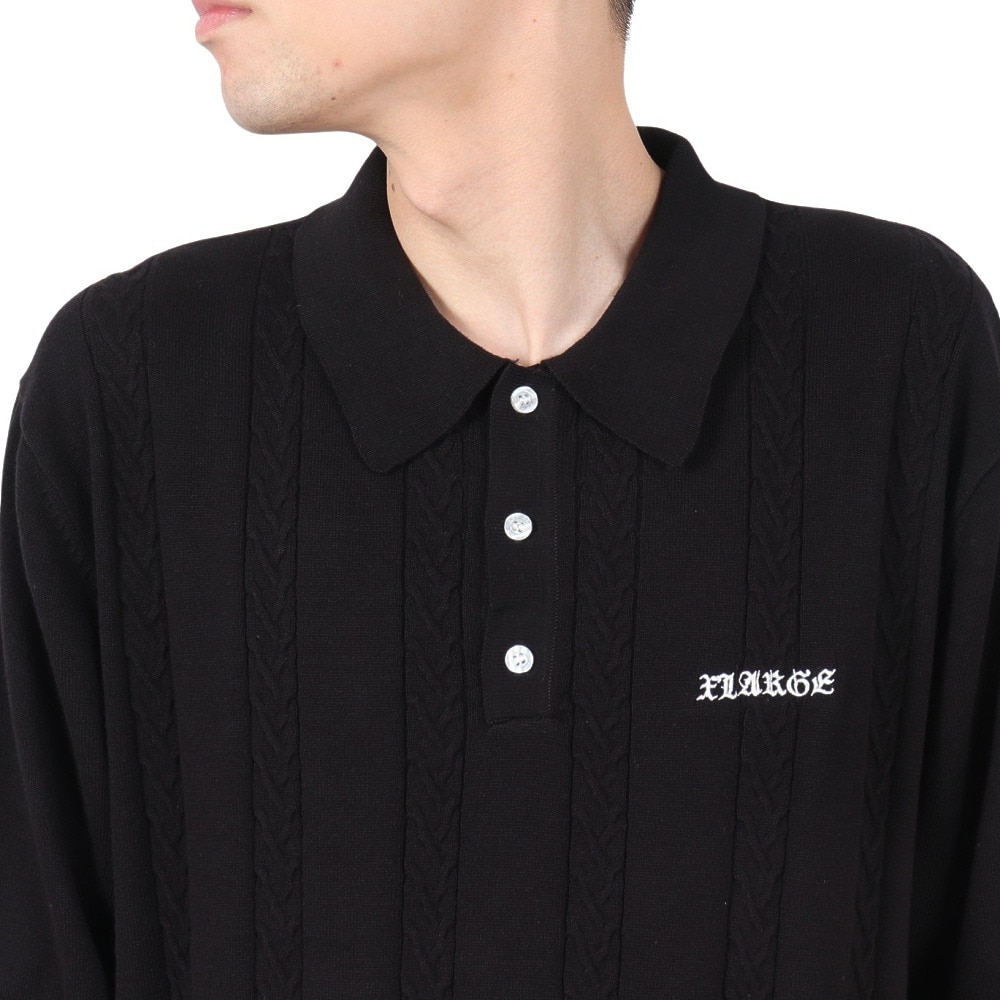 エクストララージ（XLARGE）（メンズ）エンブロイダードロゴ ニットポロシャツ 101242013010-BLACK