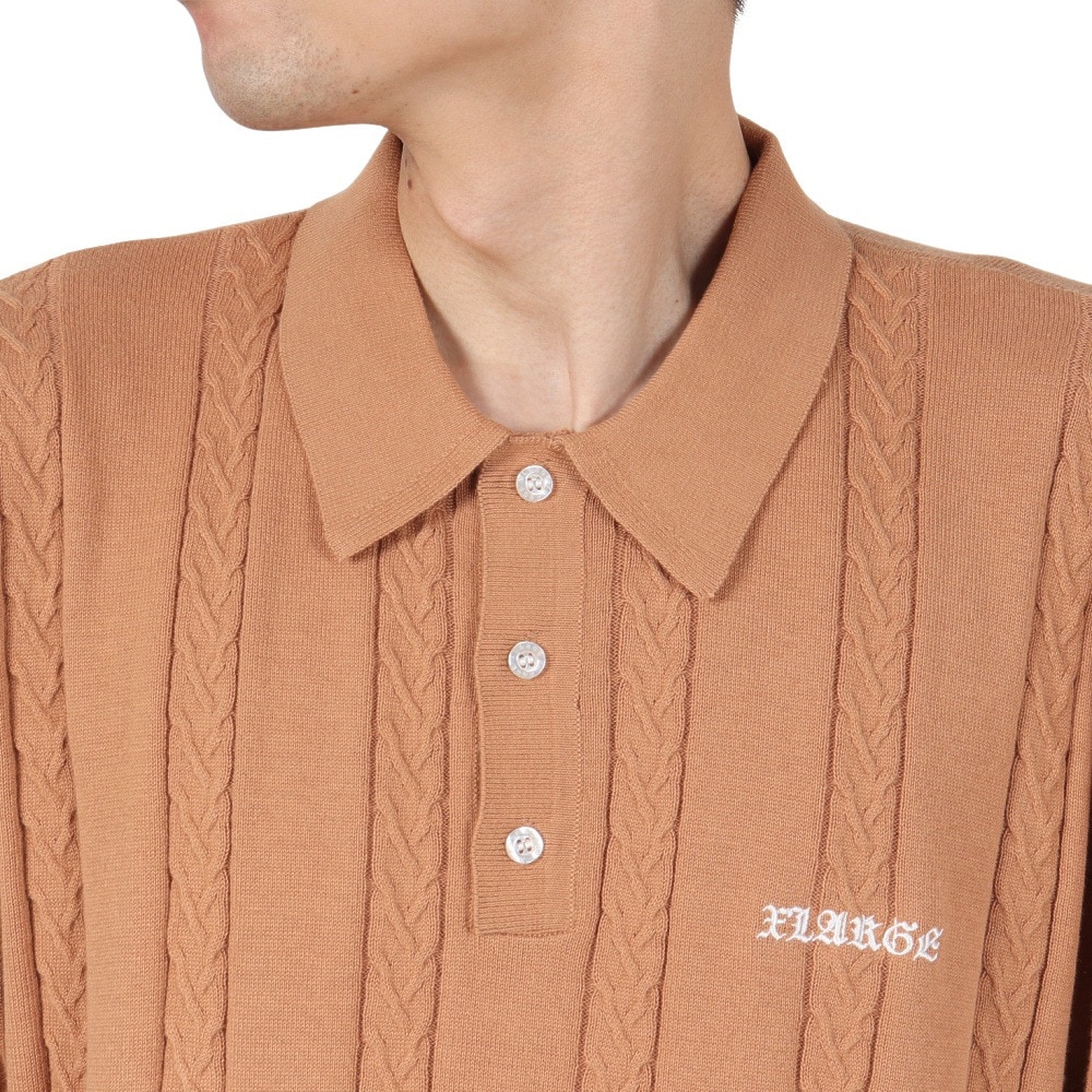 エクストララージ（XLARGE）（メンズ）EMBROIDERED ロゴ ニット ポロシャツ 101242013010-BROWN