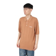 (メンズ)EMBROIDERED ロゴ ニット ポロシャツ 101242013010-BROWN