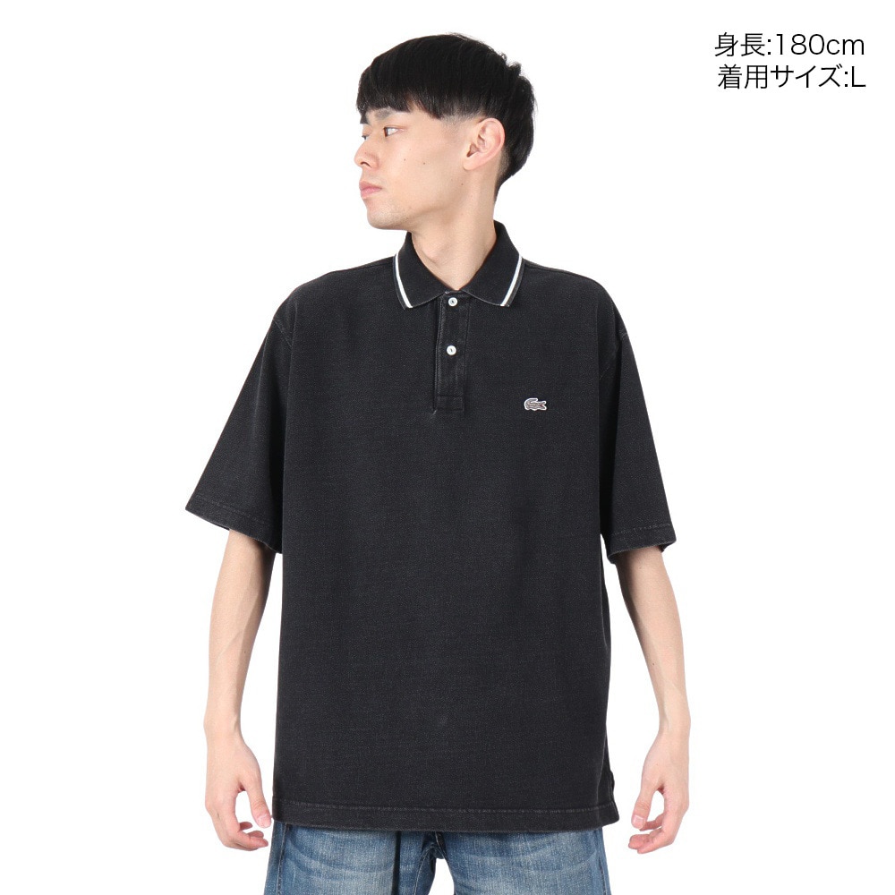 ラコステ（LACOSTE）（メンズ）配色リブニットインディゴポロシャツ PH004J-99050