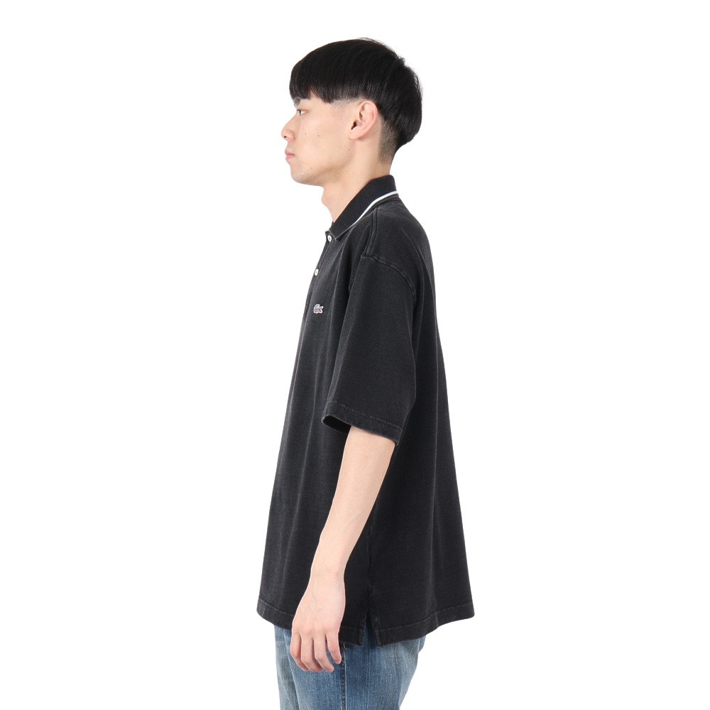 ラコステ（LACOSTE）（メンズ）配色リブニットインディゴポロシャツ PH004J-99050