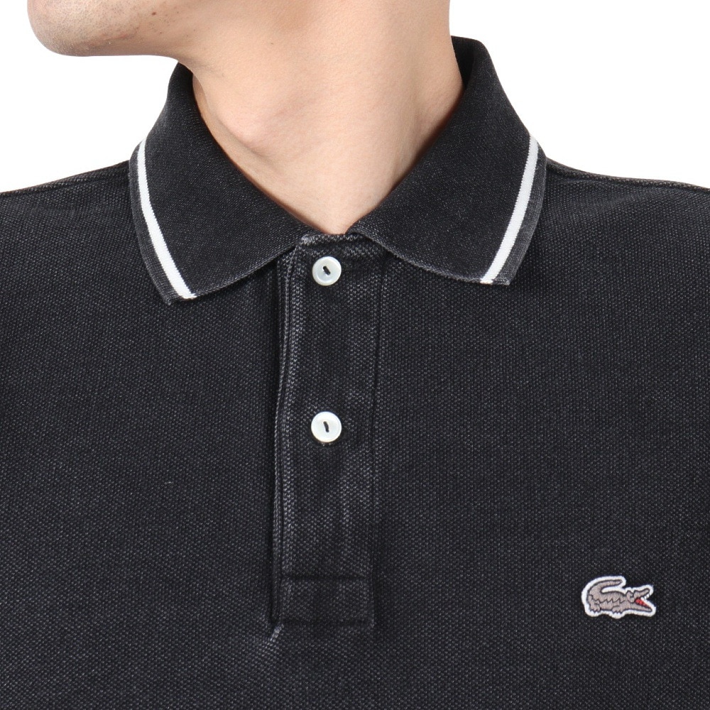 ラコステ（LACOSTE）（メンズ）配色リブニットインディゴポロシャツ PH004J-99050