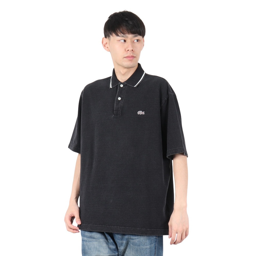 ラコステ（LACOSTE）（メンズ）配色リブニットインディゴポロシャツ PH004J-99050