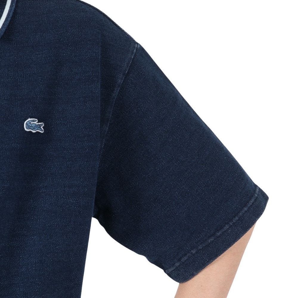 ラコステ（LACOSTE）（メンズ）配色リブニットインディゴポロシャツ PH004J-993GF