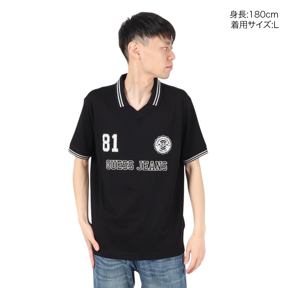 ゲス（GUESS）（メンズ、レディース）GUESS JEANS Ss Cn Reg サッカー ポロシャツ M5GP46K8FQ4 JBLK
