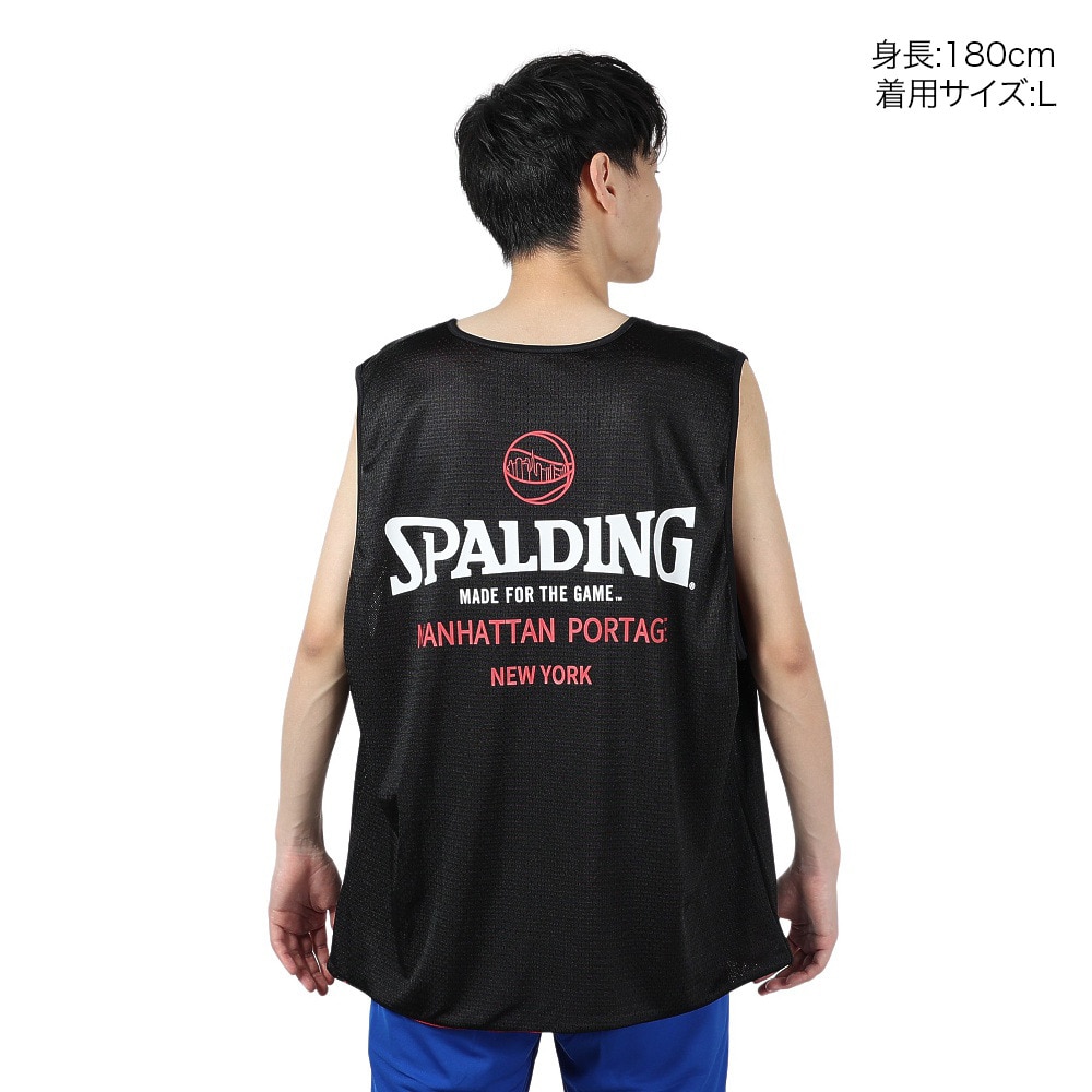マンハッタンポーテージ（ManhattanPortage）（メンズ）メッシュ リバーシブル ノースリーブTシャツ SPALDING 24SS-MP-M572 BLK