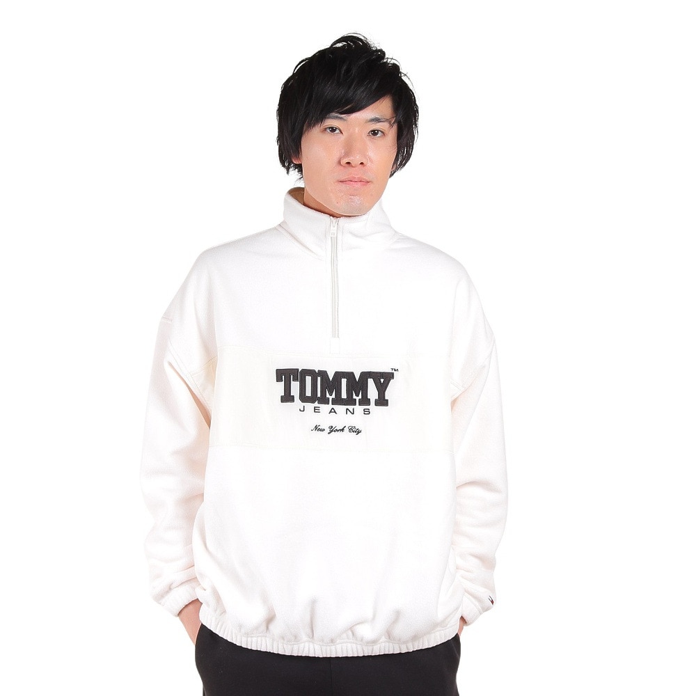 トミー ジーンズ（TOMMY JEANS）（メンズ）オーバーサイズファブリックミックスハーフジッププルオーバー DM17803-YBH