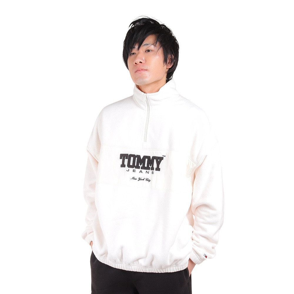 トミー ジーンズ（TOMMY JEANS）（メンズ）オーバーサイズファブリックミックスハーフジッププルオーバー DM17803-YBH