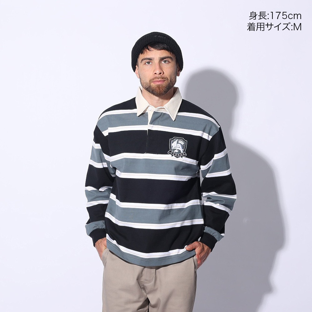 エクストララージ（XLARGE）（メンズ）EMBLEM STRIPED RUGBY シャツ 101241013001-BLACK