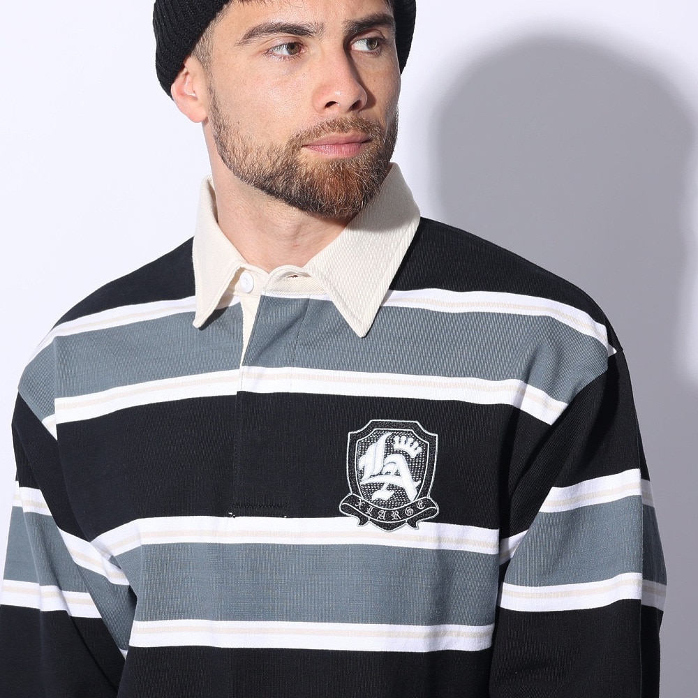 エクストララージ（XLARGE）（メンズ）EMBLEM STRIPED RUGBY シャツ 101241013001-BLACK