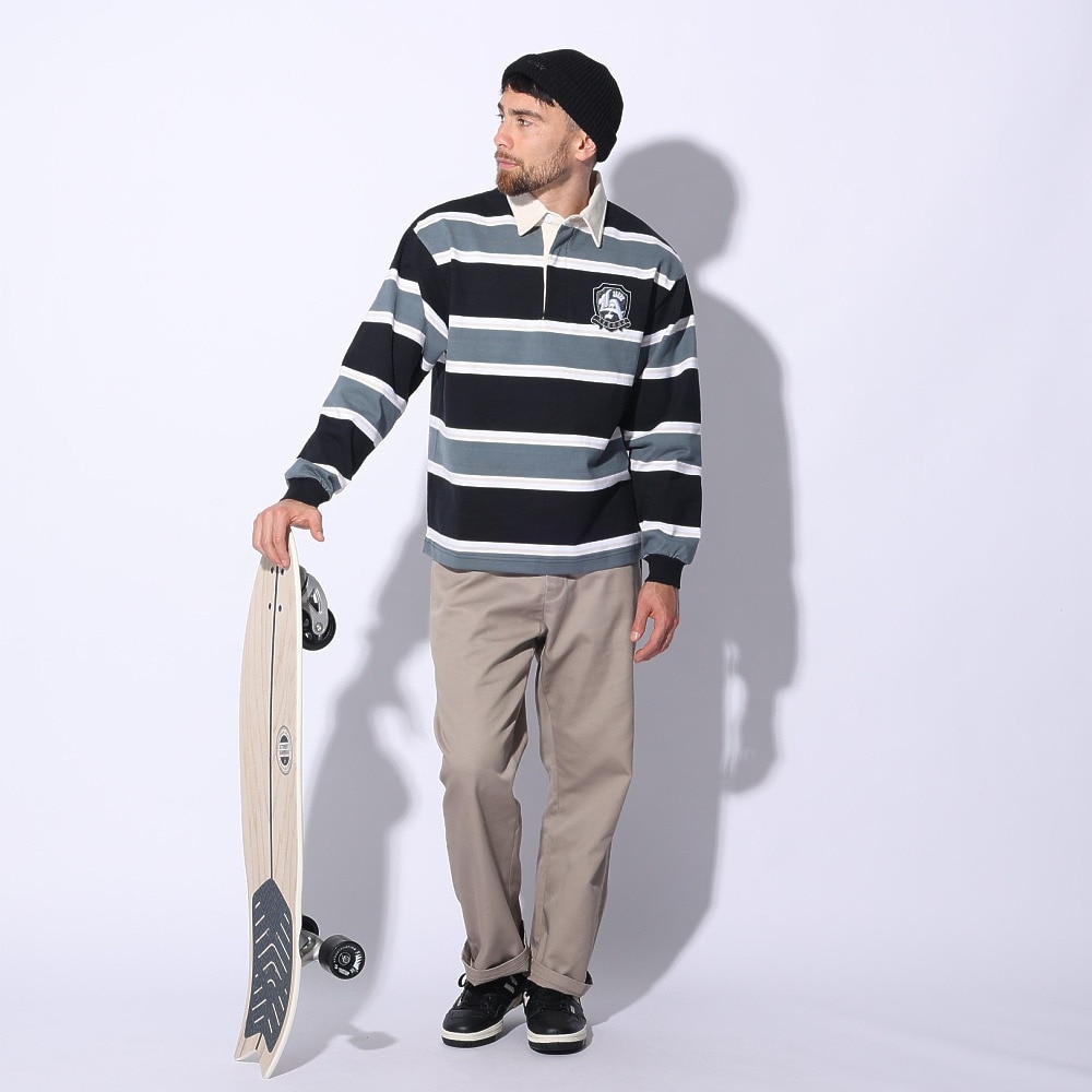 エクストララージ（XLARGE）（メンズ）EMBLEM STRIPED RUGBY シャツ 101241013001-BLACK