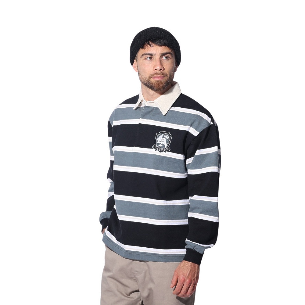 エクストララージ（XLARGE）（メンズ）EMBLEM STRIPED RUGBY シャツ 101241013001-BLACK