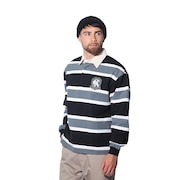 (メンズ)EMBLEM STRIPED RUGBY シャツ 101241013001-BLACK