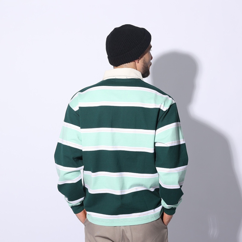 エクストララージ（XLARGE）（メンズ）EMBLEM STRIPED RUGBY シャツ 101241013001-GREEN