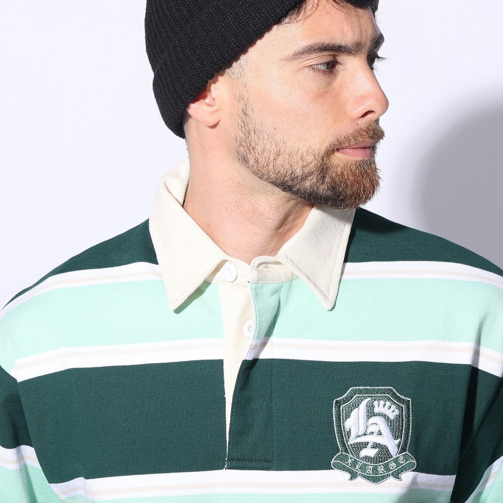 エクストララージ（XLARGE）（メンズ）EMBLEM STRIPED RUGBY シャツ 101241013001-GREEN