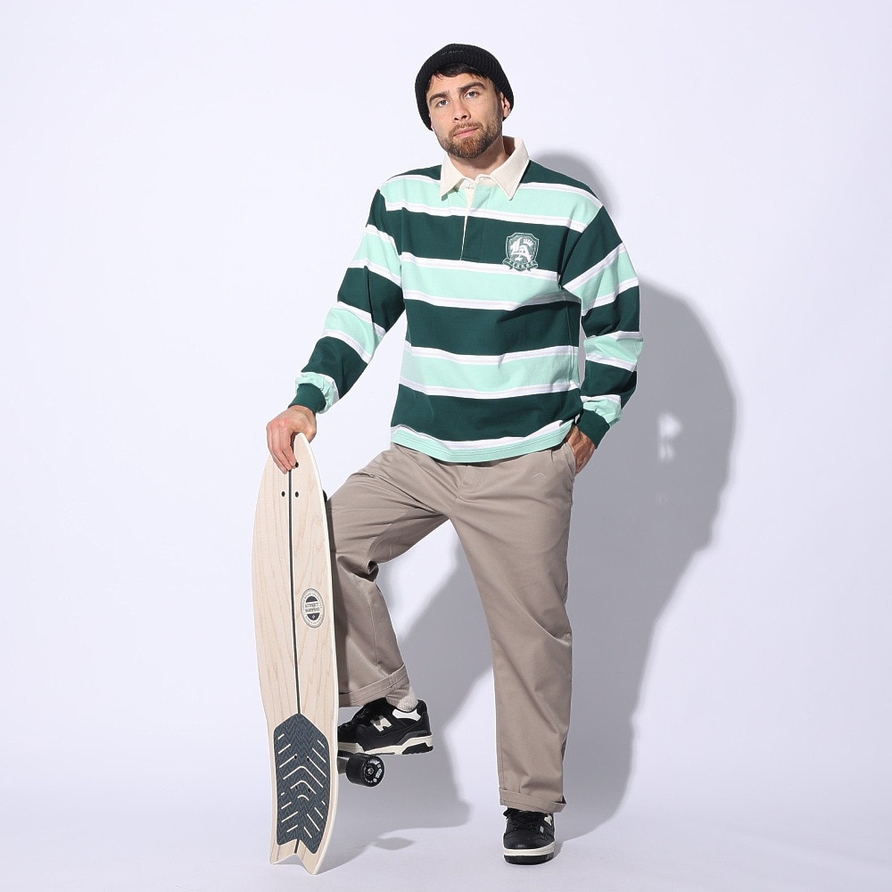 エクストララージ（XLARGE）（メンズ）EMBLEM STRIPED RUGBY シャツ 101241013001-GREEN