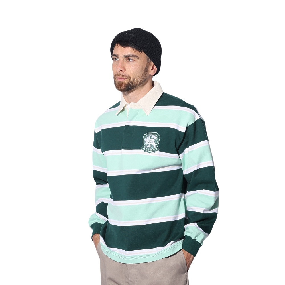 エクストララージ（XLARGE）（メンズ）EMBLEM STRIPED RUGBY シャツ 101241013001-GREEN