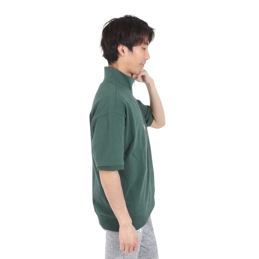 ラッセル（RUSSELL）（メンズ）16/-OE ハーフジップ 半袖スウェットシャツ RBM24S0011 DGRN