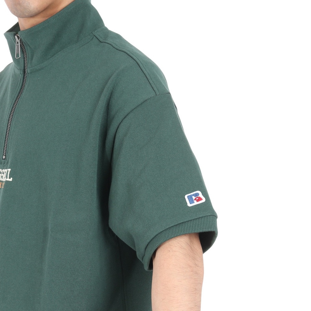 ラッセル（RUSSELL）（メンズ）16/-OE ハーフジップ 半袖スウェットシャツ RBM24S0011 DGRN