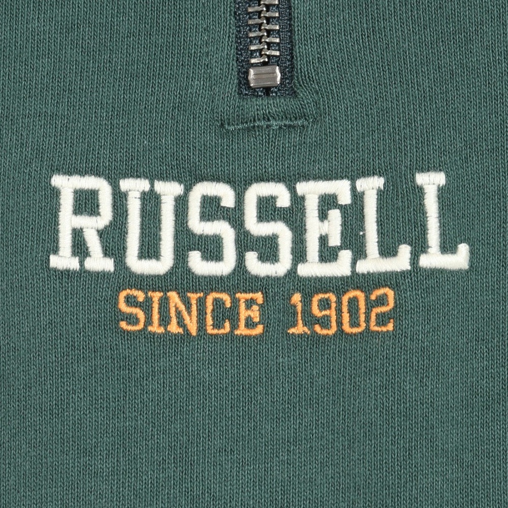 ラッセル（RUSSELL）（メンズ）16/-OE ハーフジップ 半袖スウェットシャツ RBM24S0011 DGRN