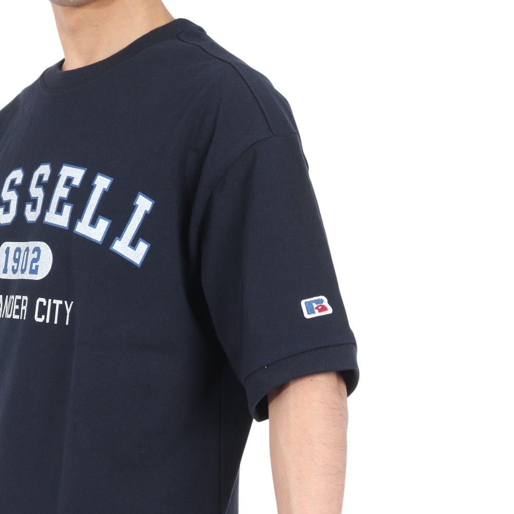 ラッセル（RUSSELL）（メンズ）16/- OE カレッジ スウエット 半袖Tシャツ RBM24S0012 NVY