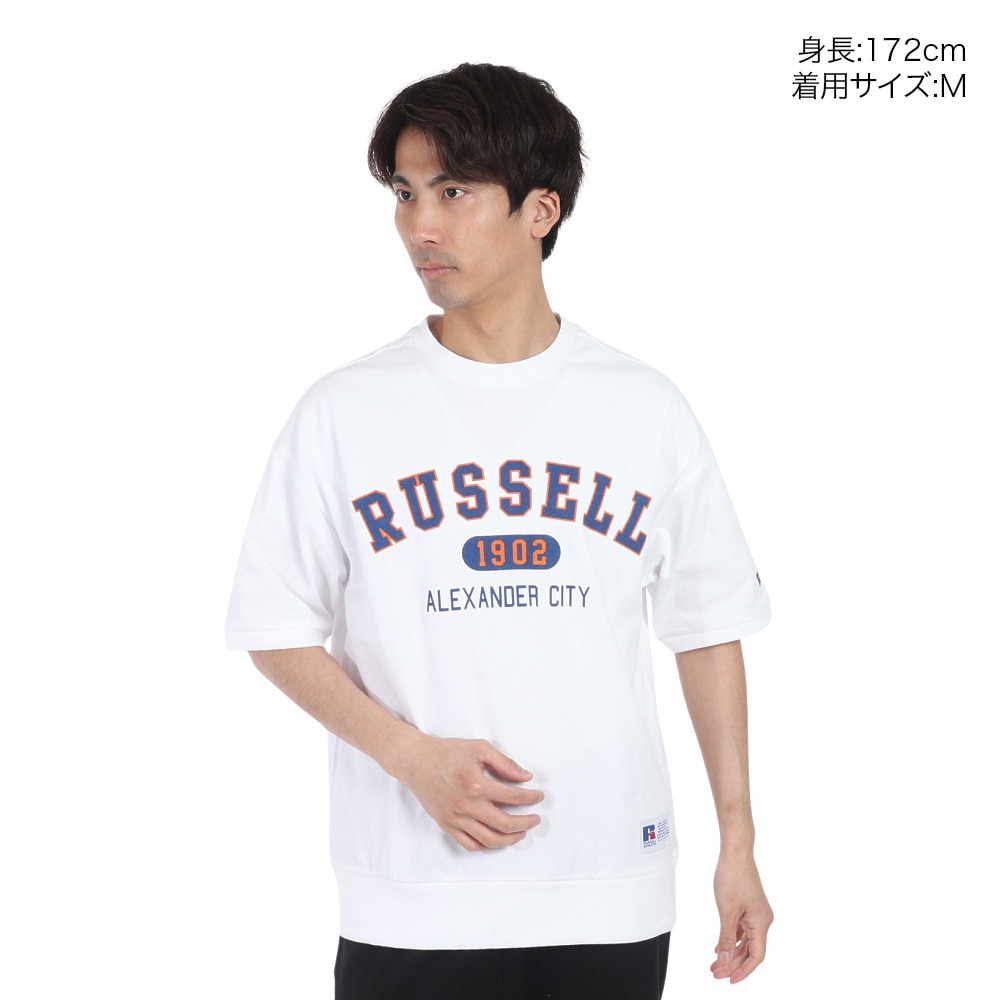 ラッセル（RUSSELL）（メンズ）16/- OE カレッジ スウエット 半袖Tシャツ RBM24S0012 WHT