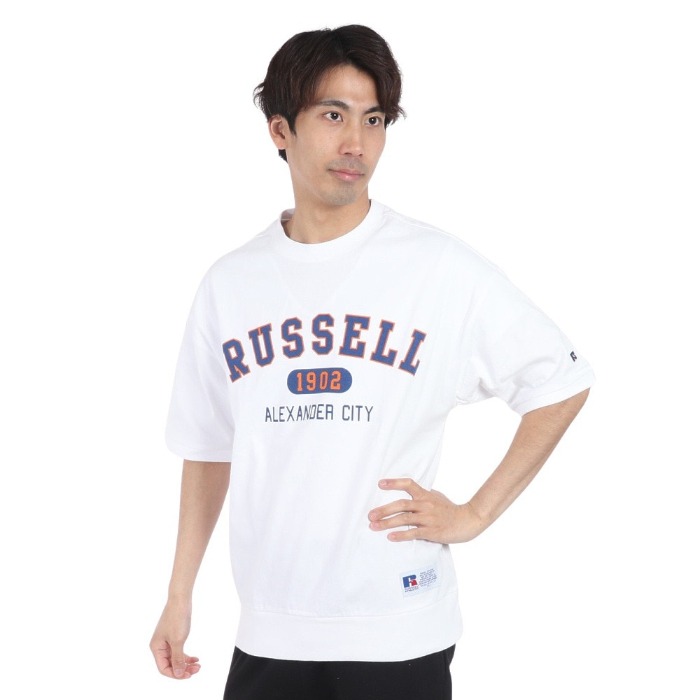 ラッセル（RUSSELL）（メンズ）16/- OE カレッジ スウエット 半袖Tシャツ RBM24S0012 WHT