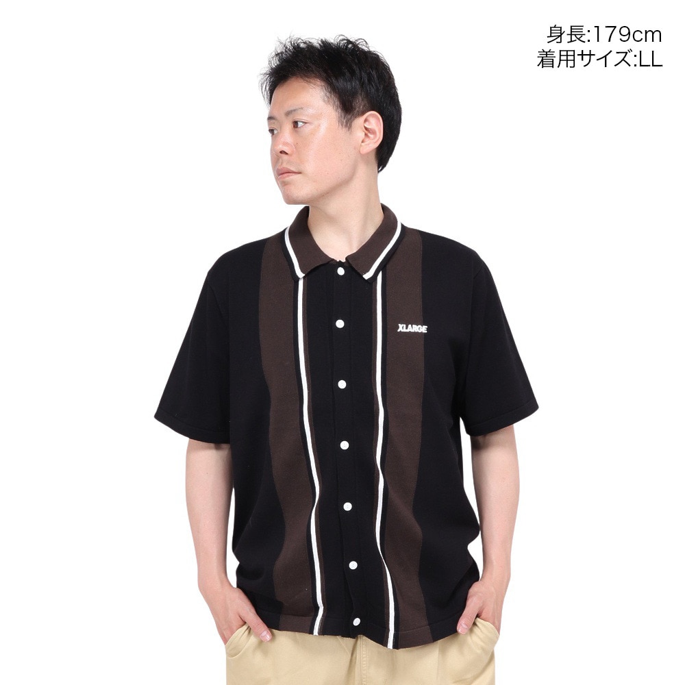 エクストララージ（XLARGE）（メンズ）ライク ニット 半袖 シャツ 101242013009-BLACK