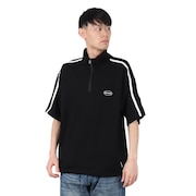 (メンズ)半袖ニットソー ハーフジップ 24580044-BLK