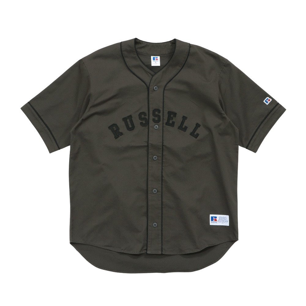 BUDSPOOL 半袖シャツ Lサイズ グレー系 ラッセル（RUSSELL）（メンズ）ツイル ベースボール 半袖シャツ