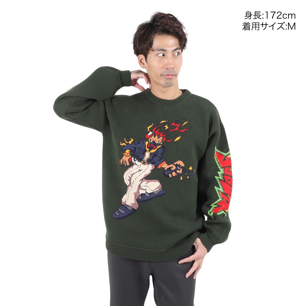 エクストララージ（XLARGE）（メンズ）BURNING MONSTER クルーネックニット 101234015002-GREEN
