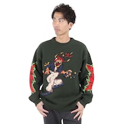 (メンズ)BURNING MONSTER クルーネックニット 101234015002-GREEN