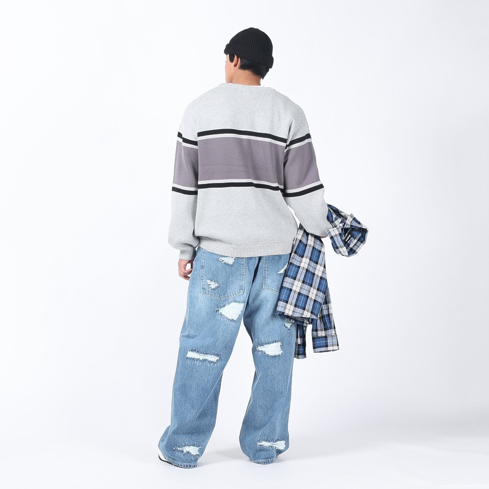 エクストララージ（XLARGE）（メンズ）STRIPED クルーネックニット トップス 101241015001-GREY