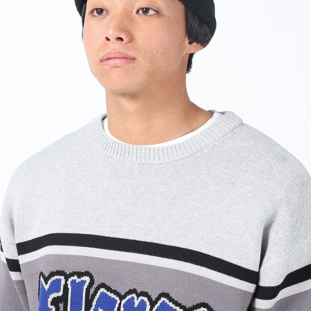 エクストララージ（XLARGE）（メンズ）STRIPED クルーネックニット トップス 101241015001-GREY