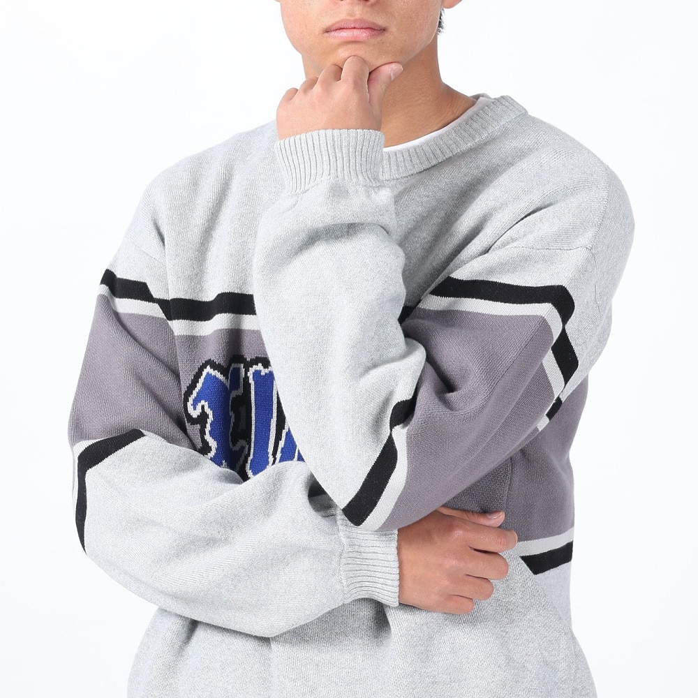 エクストララージ（XLARGE）（メンズ）STRIPED クルーネックニット トップス 101241015001-GREY