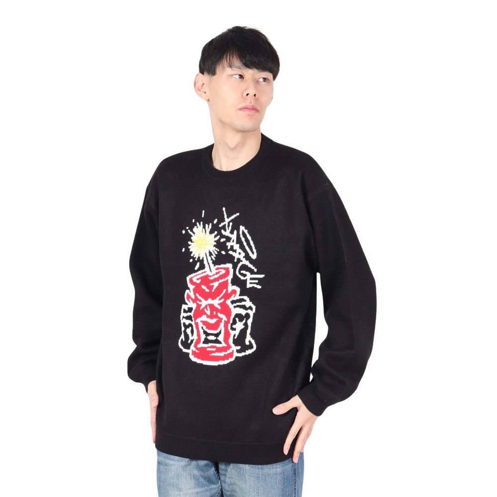エクストララージ（XLARGE）（メンズ）FLAT DYNAMITE クルーネックニット セーター 101243015004-BLACK