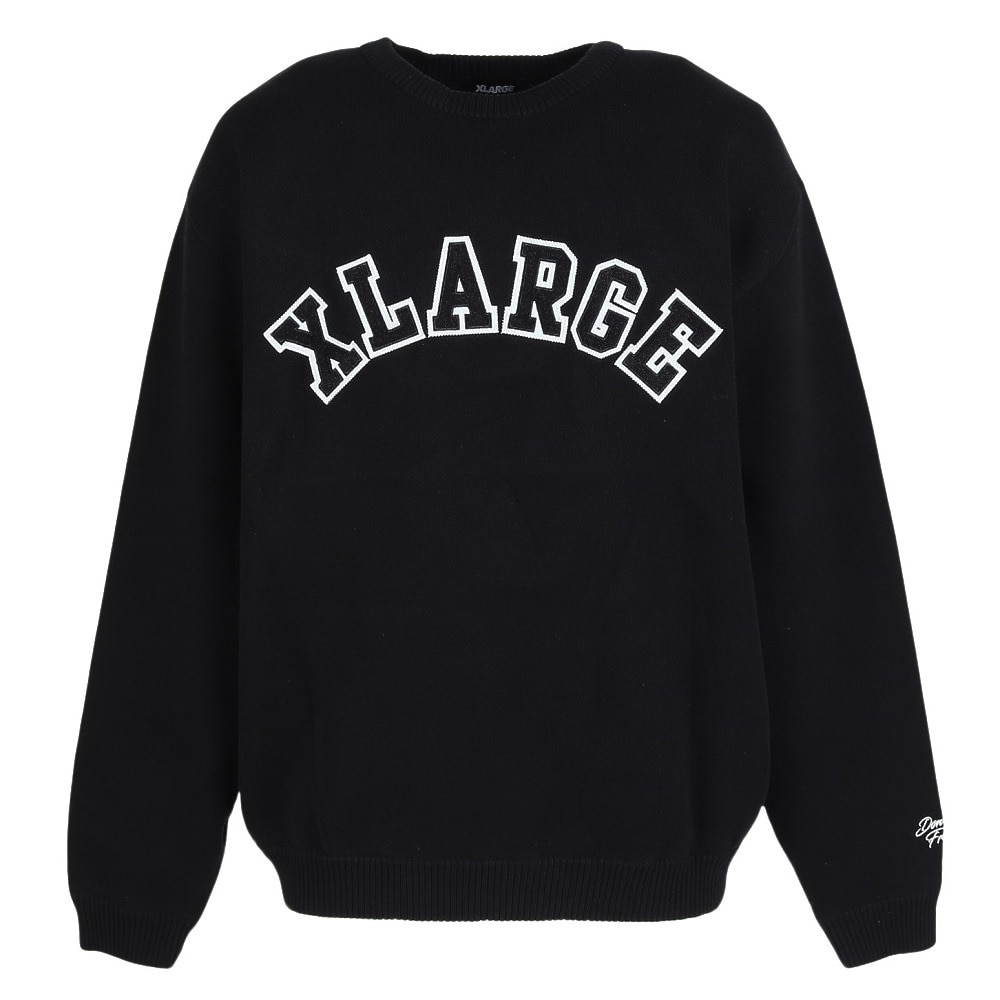 エクストララージ(XLARGE)ARCH ロゴ クルーネックニット 101253015002-BLACK(Men’s) エクストララージ（XLARGE）（メンズ）ARCH ロゴ クルーネックニット