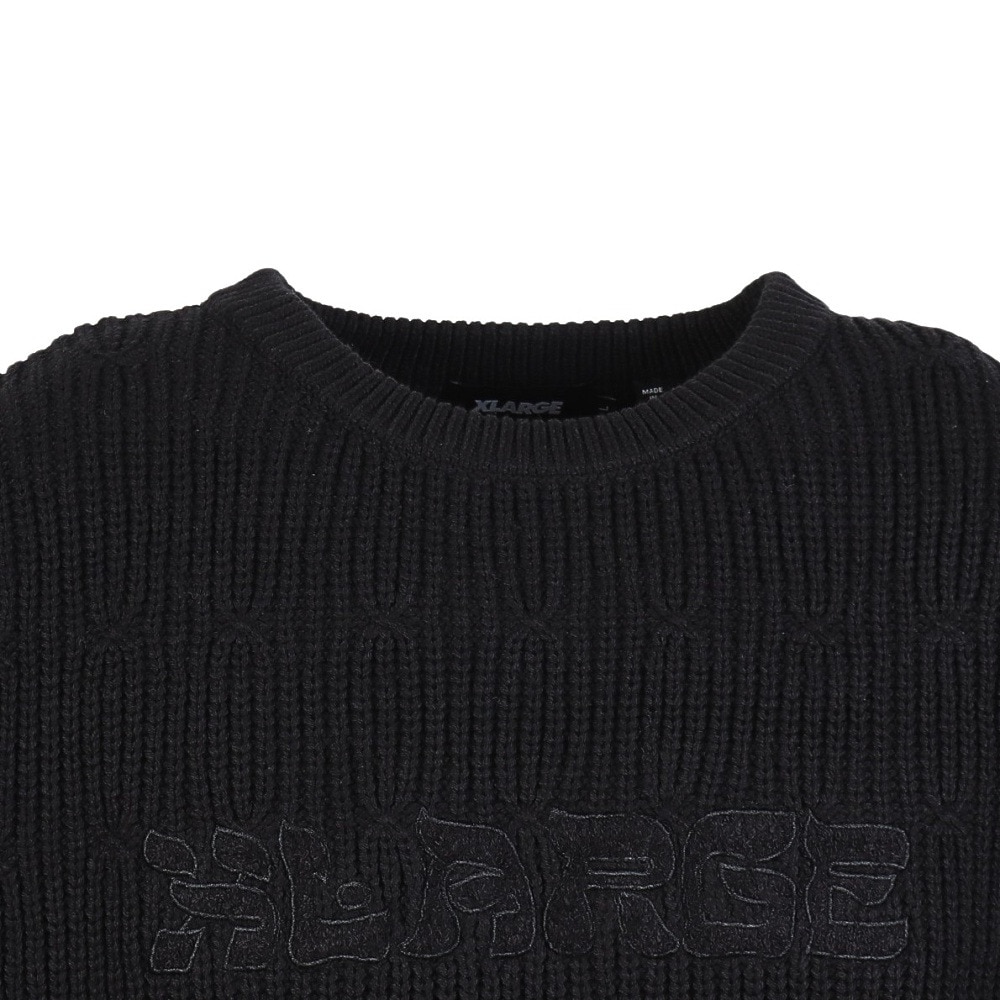 エクストララージ（XLARGE）（メンズ）DEFORMED CABLE クルーネックニット 101253015004-BLACK