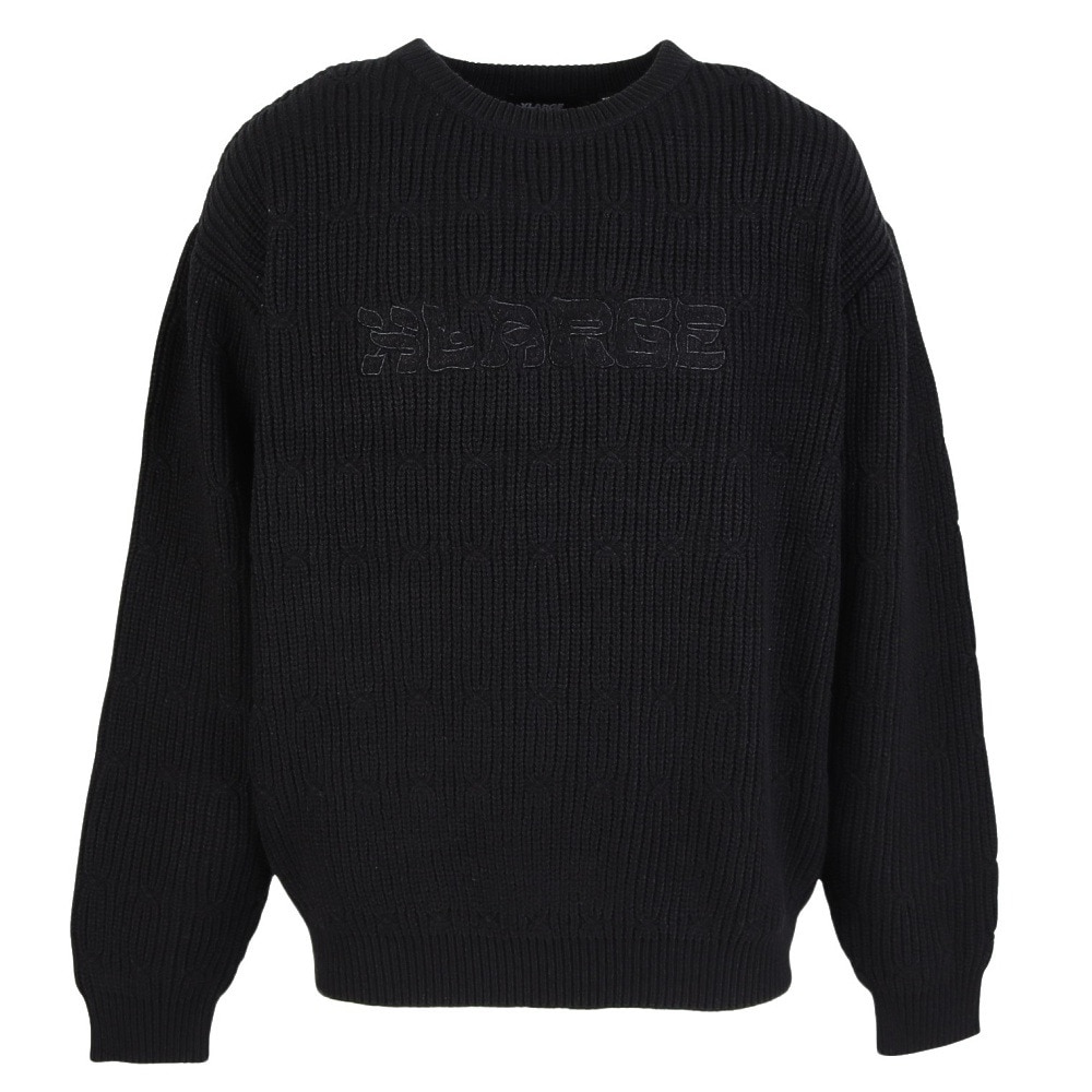 エクストララージ（XLARGE）（メンズ）DEFORMED CABLE クルーネックニット 101253015004-BLACK