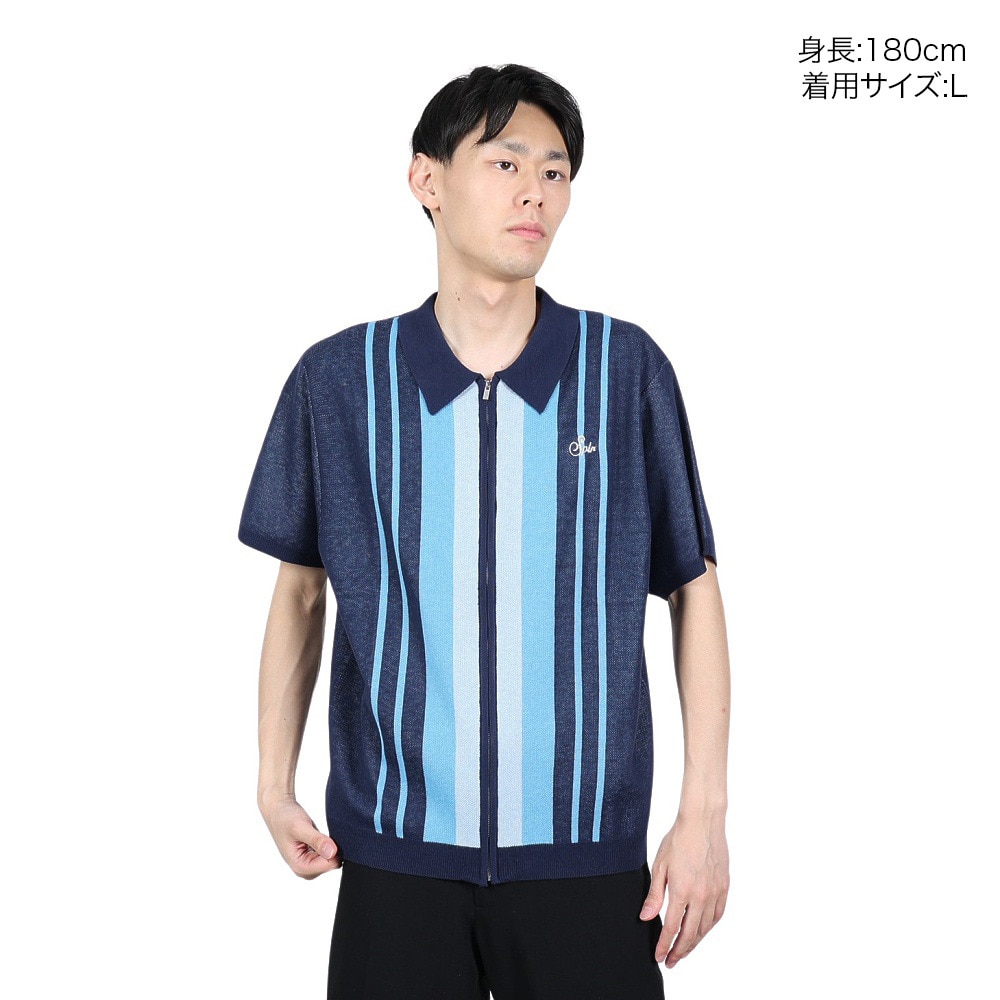 SPLR（SPLR）（メンズ）ストライプ ジップ ニット ポロシャツ 2412-18116-00200