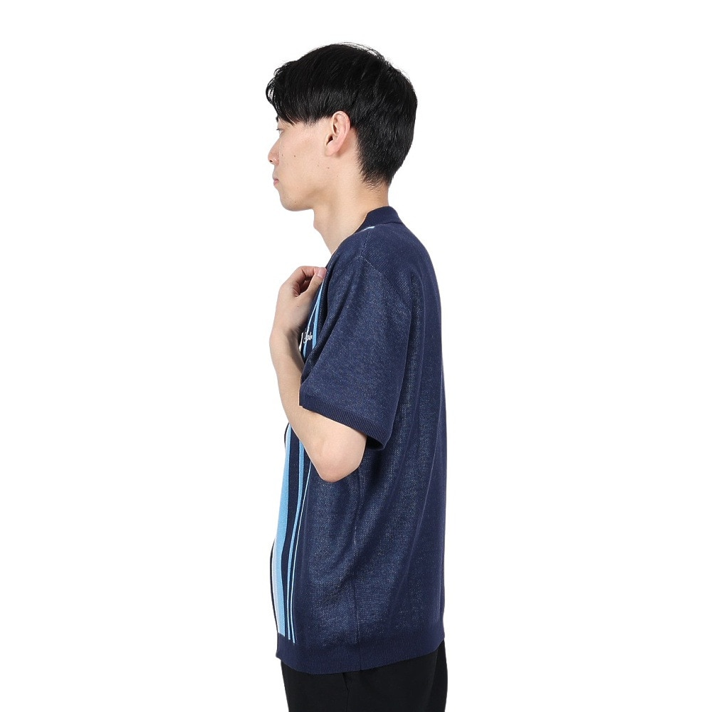 SPLR（SPLR）（メンズ）ストライプ ジップ ニット ポロシャツ 2412-18116-00200
