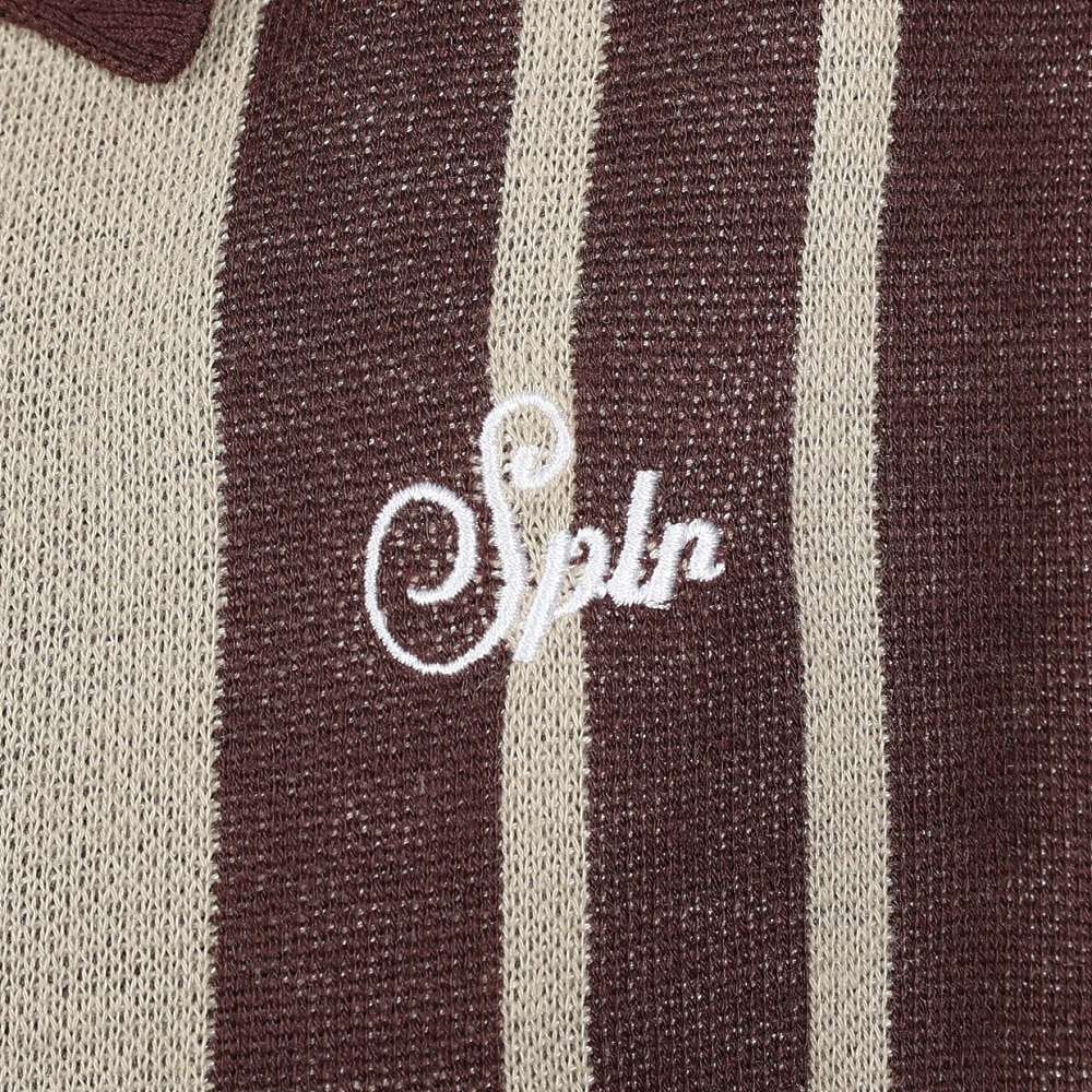 SPLR（SPLR）（メンズ）ストライプ ジップ ニット ポロシャツ 2412-18116-00260
